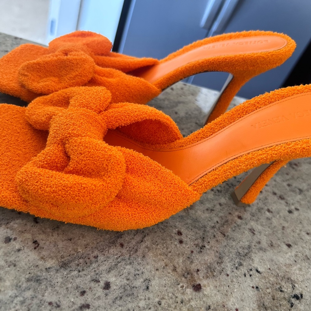 Bottega Veneta Heels Orange Women's Shoes with Bow Detail terry cloth